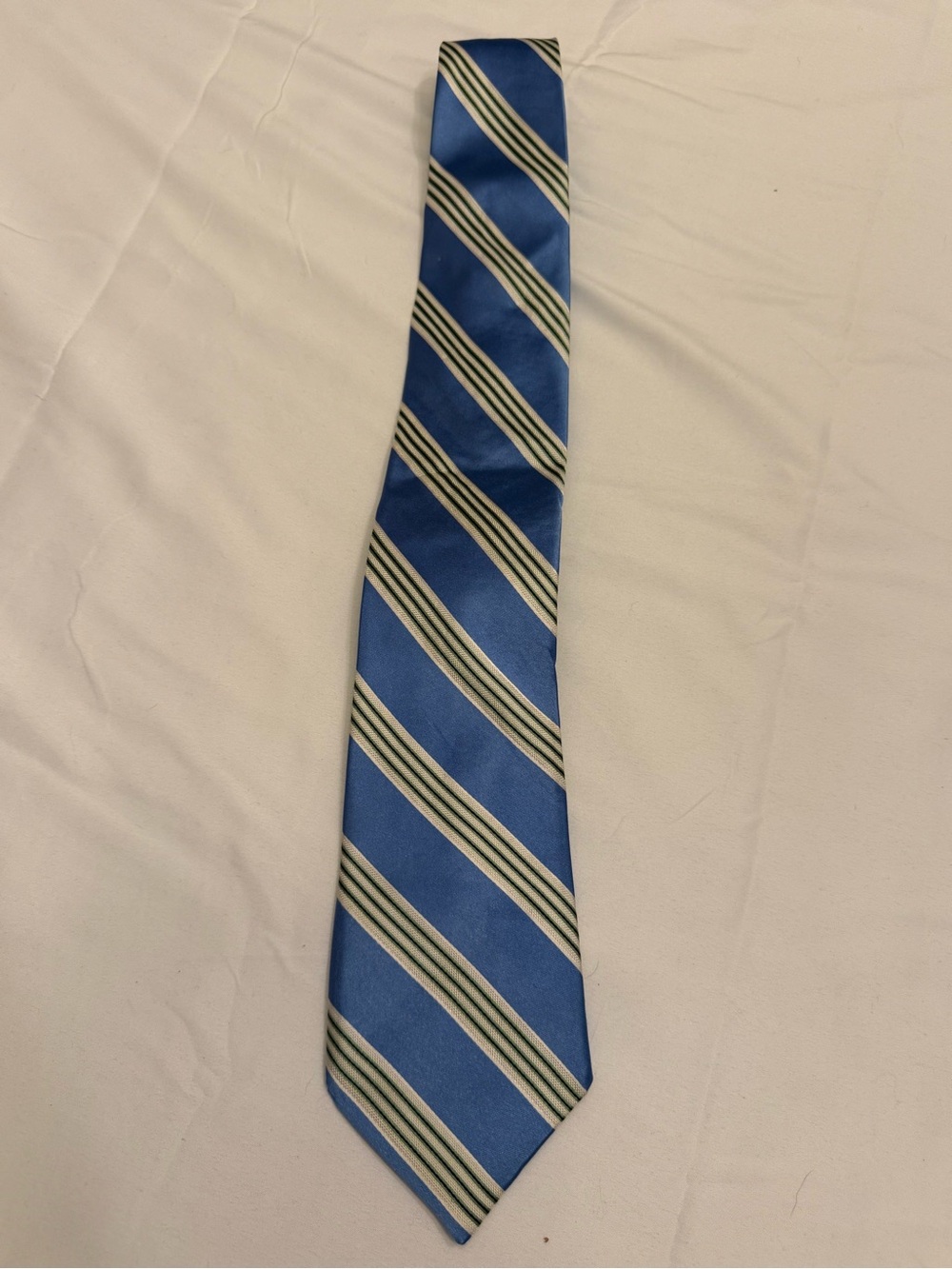 Nordstrom Silk Tie in Royal Blue with Cream and Black Stripes